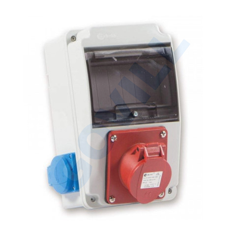 Tp Electric Ipari doboz szerelt 130x220 1x(4P16A) + 2x(2P+F) IP44