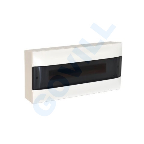 PractiboxS, 1x22, falon kívüli kiselosztó, átlátszó füstszínű ajtóval