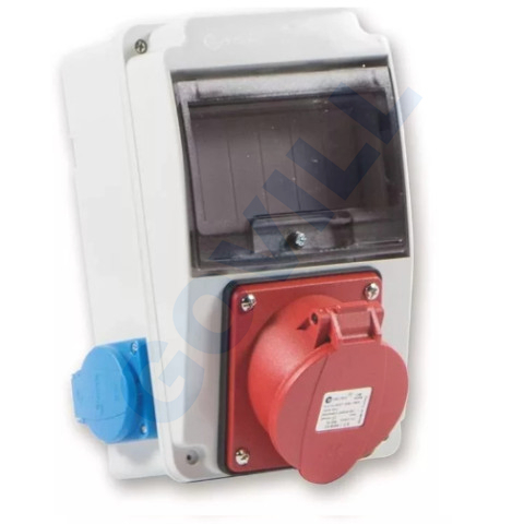 Tp Electric Ipari doboz szerelt 130x220 1x(5P16A) + 2x(2P+F) oldalsó IP44