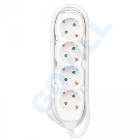Hosszabbító 3 m / 4 aljzat / fehér / PVC / 1,5 mm2