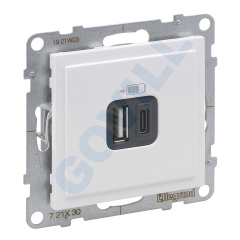 Legrand Suno 2xUSB - A+C csatlakozóaljzat, 3 A - 15 W,  fehér