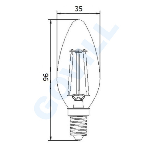 UltraTech LED filament gyertya izzó E14 6,5W 806lm 4000K 300fok 15000óra