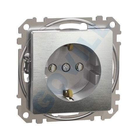 ÚJ SEDNA 2P+F csatlakozóaljzat, rugós bekötés, 16A, szálcsiszolt ezüst