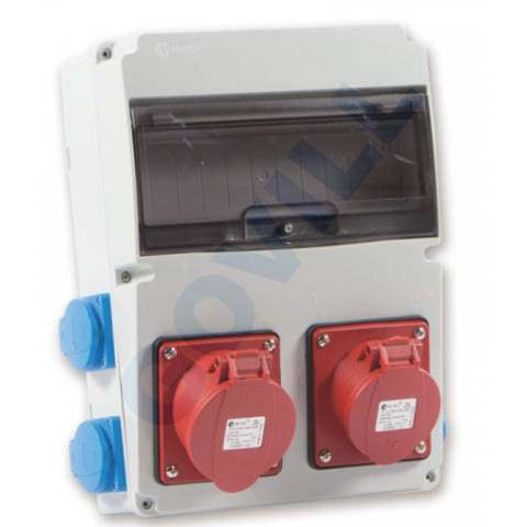 Tp Electric Ipari doboz szerelt 220x300-1x(5P16A)+1x(5P32A)+4x(2P+F)oldalsó IP44