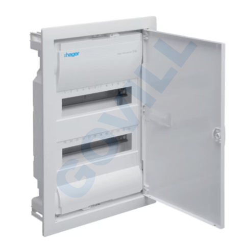 Hager Volta kiselosztó IP30, 2x12M, süllyesztett, teli ajtós, 470x314,5x87mm falkivágásba