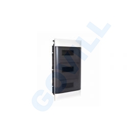 PractiboxS téglafalba süllyeszthető kiselosztó 3x12 , átlátszó füstszínű ajtóval