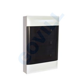 PractiboxS, 3x12, falon kívüli kiselosztó, átlátszó füstszínű ajtóval