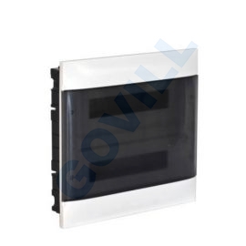 PractiboxS, 2x18, gipszkartonba süllyeszthető kiselosztó, átlátszó füstszínű ajtóval