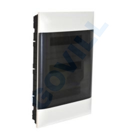 PractiboxS, 3x18, gipszkartonba süllyeszthető kiselosztó, átlátszó füstszínű ajtóval