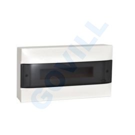PractiboxS, 1x18, falon kívüli kiselosztó, átlátszó füstszínű ajtóval