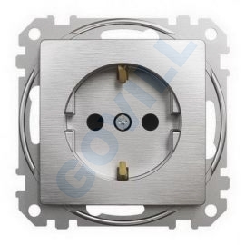ÚJ SEDNA 2P+F csatlakozóaljzat, csavaros bekötés, 16A, szálcsiszolt ezüst