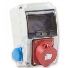 Tp Electric Ipari doboz szerelt 130x220 1x(5P32A) + 2x(2P+F) oldalsó IP44