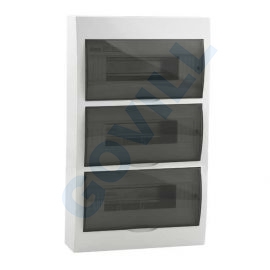 Kanlux DB-312S lakáselosztó 3 sor 12 pólus SMD falon kívüli, átlátszó ajtó