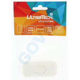 UltraTech zsinórközi kapcsoló, 2,5A, fehér 2-eres H05VVH2-F vezetékhez, 1 pólusú, 250V