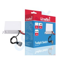 UltraTech alkonykapcsoló, beépíthető, 500W/1200W, 5-50lux, IP20/IP54, fehér