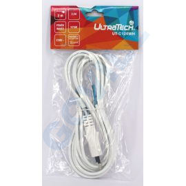 UltraTech dugvillás csatlakozó, 3m vezetékkel, fehér, 2x0,75mm2, H03VVH2-F lapos kábellel