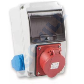 Tp Electric Ipari doboz szerelt 130x220 1x(5P16A) + 2x(2P+F) oldalsó IP44