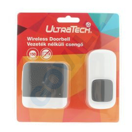 UltraTech csengő, kinetikus, vezeték nélküli, jelzőfénnyel, 150m, 230V, dugaszolható, IP55-ös