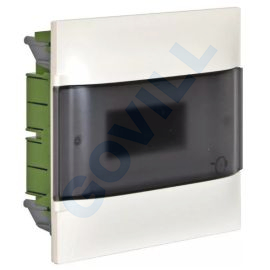 PractiboxS, 1x6, téglafalba süllyeszthető kiselosztó, átlátszó füstszínű ajtóval