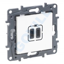Niloé Step 2xUSB-C töltőaljzat 5V 3A 15W, fehér 