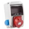 Tp Electric Ipari doboz szerelt 130x220 1x(4P32A) + 2x(2P+F) oldalsó IP44