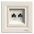 ASFORA 2xRJ45 Cat5e UTP aljzat, bézs ASFORA 2xRJ45 Cat5e UTP aljzat, bézs